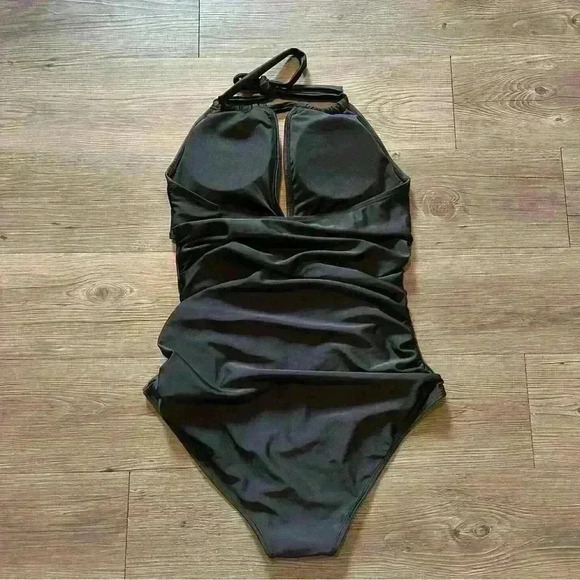 One piece mesh swimsuit black Large - Picture 2 of 3